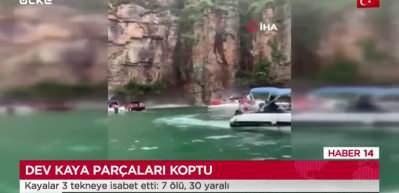 Dev kaya par&ccedil;ası teknelerin &uuml;zerine d&uuml;şt&uuml;: 7 &ouml;l&uuml;, 30 yaralı