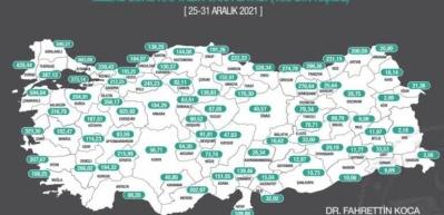 Sağlık Bakanı Koca illere g&ouml;re haftalık vaka haritasını a&ccedil;ıkladı!