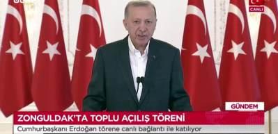 Cumhurbaşkanı Erdoğan Zonguldak'ta toplu a&ccedil;ılış t&ouml;reninde konuşuyor