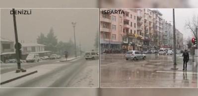 Kar s&uuml;rprizi herkesi şaşırttı! Denizli ve Isparta beyaza b&uuml;r&uuml;nd&uuml;