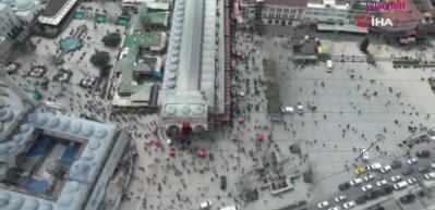 Emin&ouml;n&uuml;&rsquo;nde Ramazan yoğunluğu havadan g&ouml;r&uuml;nt&uuml;lendi!