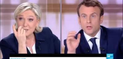 Macron-Le Pen karşı karşıya geldi, 'baş&ouml;rt&uuml;s&uuml;' uyarısı: Bunu yaparsan i&ccedil; savaş &ccedil;ıkar!