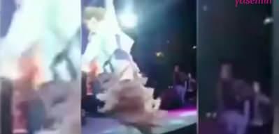 G&uuml;lben Ergen sahnede yere kapaklandı!