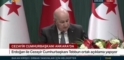 Cezayir Cumhurbaşkanı Tebbun'dan Türkiye'ye ortak hareket çağrısı