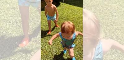 Alişan'ın &ccedil;ocukları Burak ve Eliz'in tatlılıkları sosyal medyayı salladı