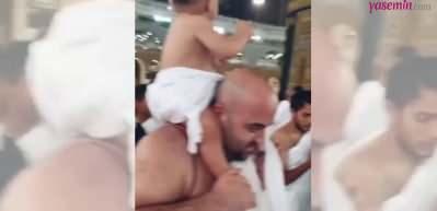 Babasının omuzlarında Kabe'yi tavaf eden minik hacı herkesi şaşırttı!