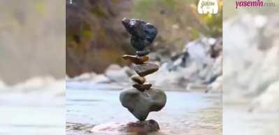 Taş taş &uuml;st&uuml;nde bırakan denge sanatı sosyal medyada viral oldu!