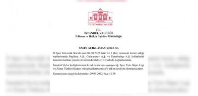 İstanbul Valiliği'nden üç büyüklerin 'deplasman taraftarı talebi' ile ilgili açıklama geldi...