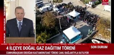 A&ccedil;ılışı Cumhurbaşkanı Erdoğan yaptı! Kastamonu'nun 4 il&ccedil;esine doğalgaz!