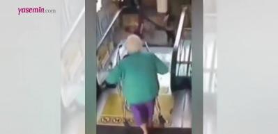 Avm'de talihsiz kaza! Yürüyen merdivene market arabasıyla binen kadın...