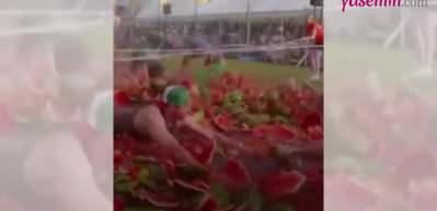 CZN Burak Chinchilla Festivali'ni kınadı! Çocuklara karpuz dağıttığı anlar yüzleri gülümsetti