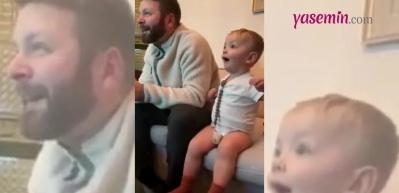 Babasıyla maç seyreden minik yanlış gole sevinirse...