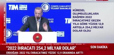 İhracatta tarih rekor! Cumhurbaşkanı Erdoğan a&ccedil;ıkladı