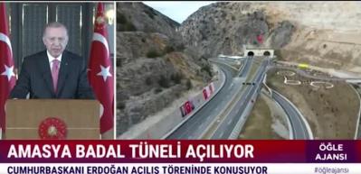 Başkan Erdoğan, Amasya Badal T&uuml;neli A&ccedil;ılış T&ouml;reni'ne canlı bağlantı ile katıldı