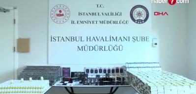 İstanbul Havalimanı'nda ele ge&ccedil;irilen ka&ccedil;ak &uuml;r&uuml;nler sergilendi