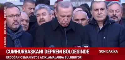 Cumhurbaşkanı Erdoğan Osmaniye'de afet b&ouml;lgesinde konuşuyor...