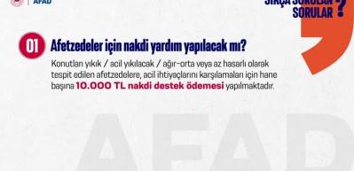  İ&ccedil;işleri Bakanlığı, afetzedelere yapılacak yardımlara ilişkin sık&ccedil;a sorulan soruları ve yanıtlarını yayımladı