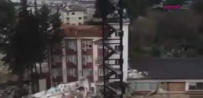 Hatay depreminde yedi katlı bir binadan geriye sadece yangın merdivenleri kaldı!
