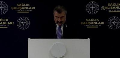 Sağlık Bakanı Koca, Cumhurbaşkanı Erdoğan'ın katıldığı iftar programında konuştu