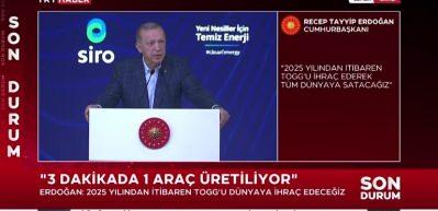 Cumhurbaşkanı Erdoğan "T&uuml;rkiye'yi şarj ve batarya teknolojilerinde Avrupa'nın &uuml;retim &uuml;ss&uuml; yapmayı hedefledik" dedi