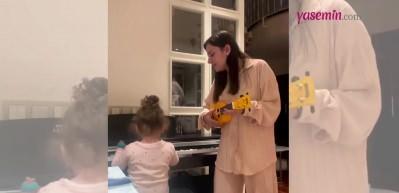 2 &ccedil;ocuk annesi Merve &Ouml;zbey'den yeni paylaşım! &Ccedil;ocuğu ile birlikte m&uuml;zik ziyafeti verdi