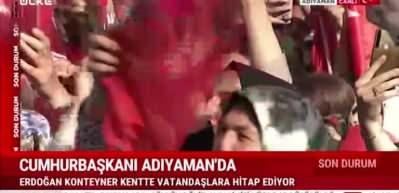 Cumhurbaşkanı Erdoğan Adıyaman'da depremzedelere yapılan lin&ccedil;e tepki g&ouml;sterdi...