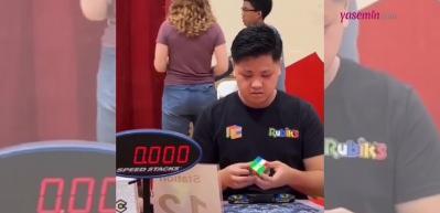 ABD'li Max Park d&uuml;nya &ccedil;apında rekora imza attı! Rubik k&uuml;p&uuml;n&uuml; 3.13 saniyede...