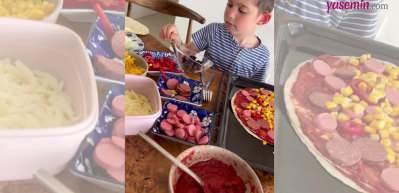 Fahriye Evcen'in oğlu Karan'dan pizza şov!