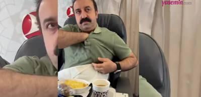 Şırdancı Mehmet'ten u&ccedil;akta tepki toplayan hareket! U&ccedil;akta g&ouml;ğs&uuml;nden şırdan &ccedil;ıkardı...