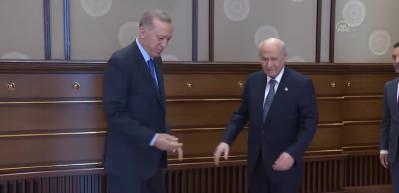 Cumhurbaşkanı Erdoğan ve Devlet Bah&ccedil;eli Beştepe'de g&ouml;r&uuml;şt&uuml;
