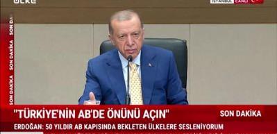 Erdoğan NATO zirvesi &ouml;ncesi gazetecilerin sorusunu yanıtladı...İsve&ccedil; ile ile ilgili nihai karar TBMM'nin...