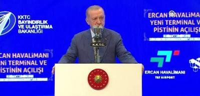 Cumhurbaşkanı Erdoğan "Kıbrıs'ın en b&uuml;y&uuml;k havalimanı konumuna geldi" dedi...