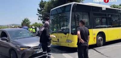 İETT otob&uuml;s&uuml; ve otomobil &ccedil;arpıştı: 6 yaralı
