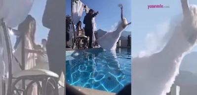Gelin kendini havuzda buldu! D&uuml;ğ&uuml;nde başına &ouml;yle bir şey geldi ki...