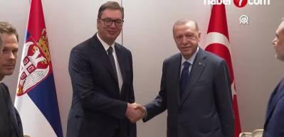 Cumhurbaşkanı Erdoğan, Sırbistan Cumhurbaşkanı Vucic ile g&ouml;r&uuml;şt&uuml;