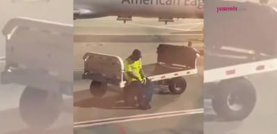 U&ccedil;ak pistinden duygulandıran g&ouml;r&uuml;nt&uuml;ler! Havayolu &ccedil;alışanının...