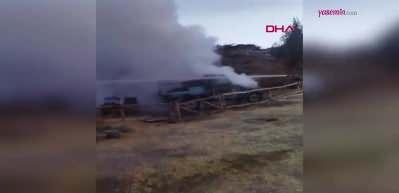 &Ccedil;ekimleri devam eden "Efsane" filminin setinde korkutan yangın!  2 b&uuml;y&uuml;kbaş hayvan telef oldu