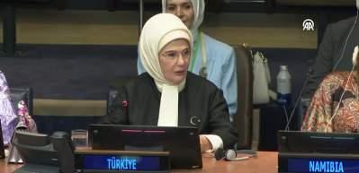 Emine Erdoğan'dan BM'de tarihi &ccedil;ağrı...&Ccedil;ocuk istismarı konusu dikkat &ccedil;ekti...