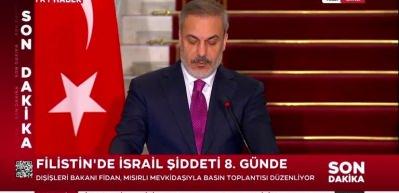 Bakan Fidan "Filistin konusunda silahlar susmalı ve Filistinlilerle barış yapılmalı" dedi