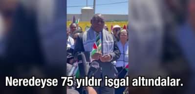 G&uuml;ney Afrika Cumhuriyeti Cumhurbaşkanı Ramaphosa'dan Filistin bayrağı ile mesaj