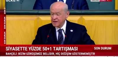 MHP lideri Bah&ccedil;eli'den 50+1 sisteminin değiştirilmesi konusundaki tartışmalara değindi...