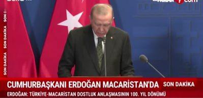 Cumhurbaşkanı Erdoğan Macaristan'da konuşuyor