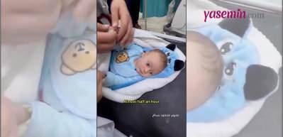 Filistinli bebeğin görüntüleri sosyal medyada gündem oldu! Bombalanan evden sağ salim çıktı