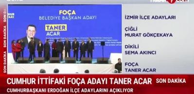 Cumhurbaşkanı Erdoğan İzmir Fo&ccedil;a Belediye Başkan Adayını a&ccedil;ıkladı
