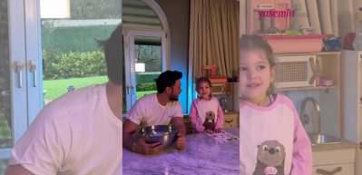 Anıl Altan'dan ikiz kızlarıyla gülümseten oyun! Buz dolu suya...