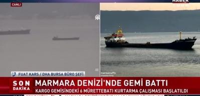  Marmara'da gemi battı, mürettabatan haber alınamıyor..