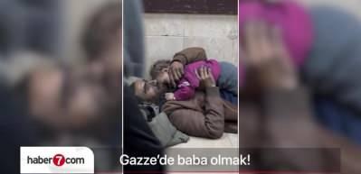 Filistin'de baba olmak!Kadraja yansıyan o anlar y&uuml;rekleri titretti
