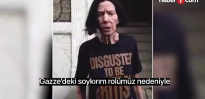 İngiliz moda tasarımcısı Katharine Hamnett Gazze adına İngiliz hükümetini protesto etti!
