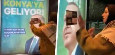 &lsquo;Baş&ouml;rt&uuml;l&uuml;&rsquo; fig&uuml;rle Başkan Erdoğan&rsquo;a karşı &ccedil;irkin hareket