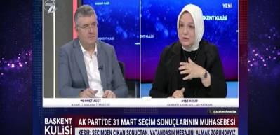 Ak Parti Kadın Kolları Başkanı Ayşe Keşir  31 Mart se&ccedil;imlerini kadınlar a&ccedil;ısından değerlendirdi